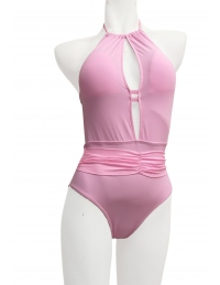 TRAJE DE BAÑO OJAL rosa frente